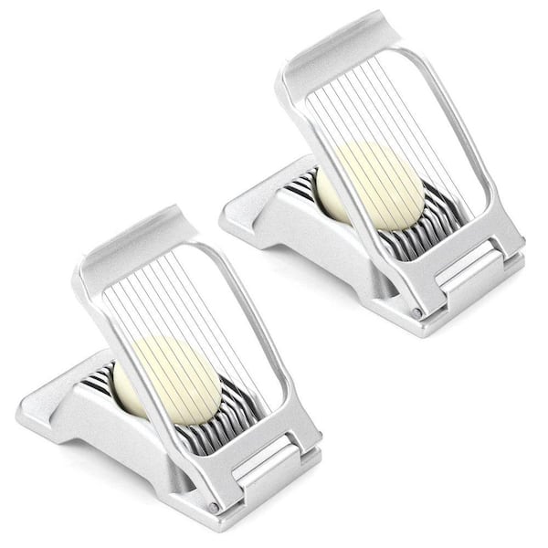 Stainless Steel Wire Egg Slicer with Heavy Duty Aluminum Base, Set of 2 for Hard Boiled Eggs, Strawberries & Soft Fruits