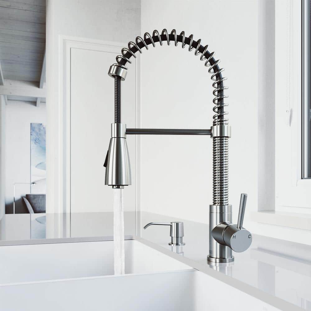 Brant Stainless Steel Pull-Down Kitchen Faucet with Soap Dispenser