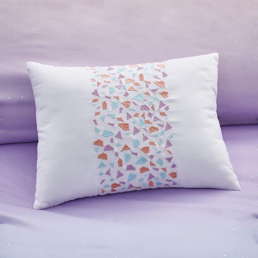 Full/Queen Aqua and Pastel Purple Ombre Glitter Duvet Cover Set