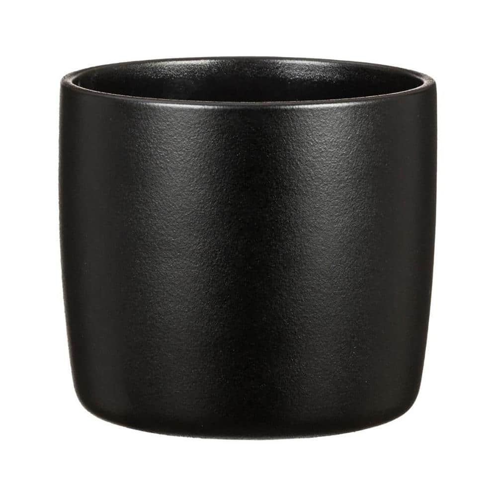 Vigoro 7.1 in. x 7.1 in. D x 6.3 in. H Eliana Small Black Ceramic Pot 57565  - The Home Depot