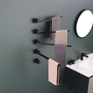 4-Towel Electric Heated Holders Stainless Steel Wall Mounted Plug-ln & Hardwire Towel Warmer Drying with Timer in Black