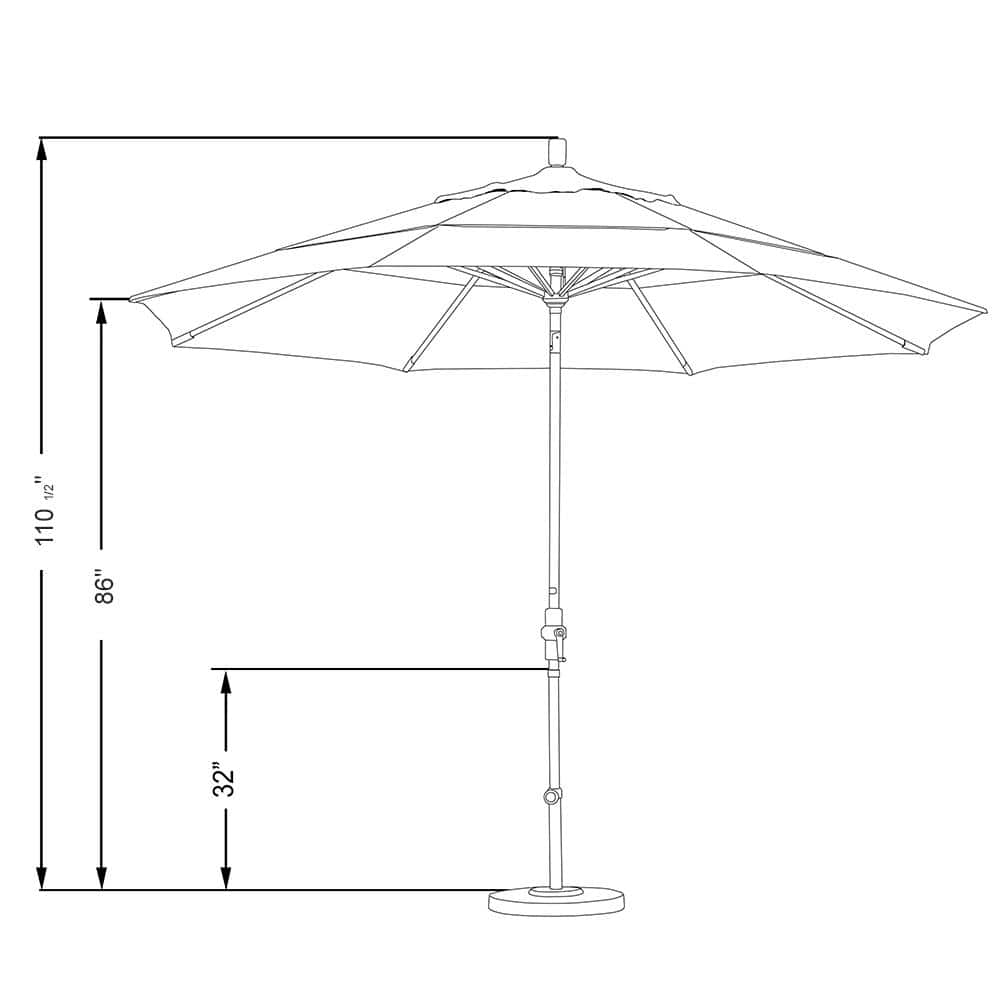 Granite Color 11 ft. Aluminum Market Umbrella with Auto Tilt