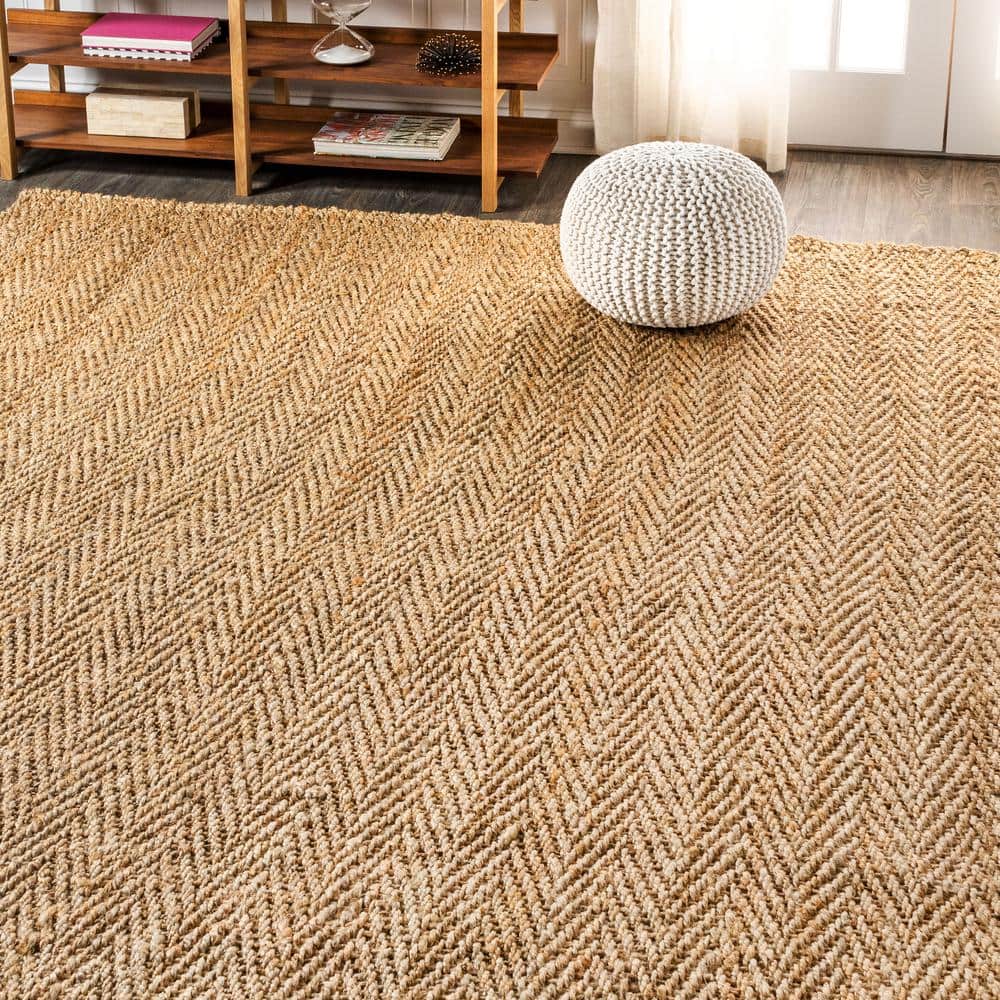 Espina Natural Jute 3x5 Handwoven Herringbone Area Rug