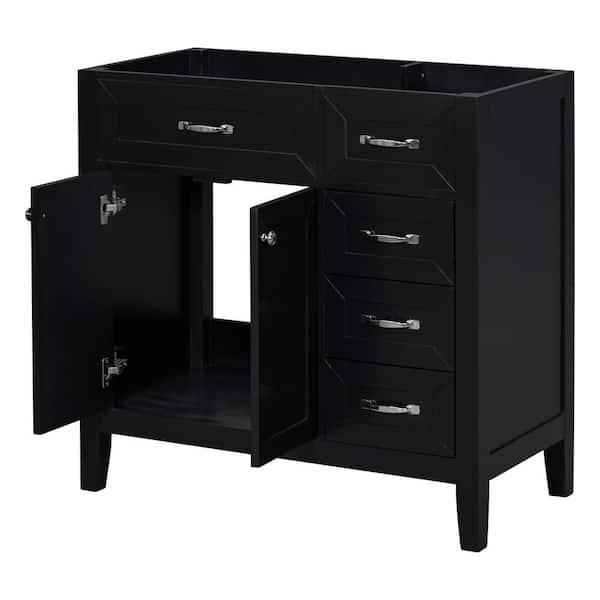35.5 in. W x 17.7 in. D x 35 in. H Bath Vanity Cabinet without Top in Black