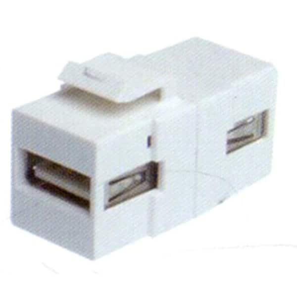 NTW USB 2.0 Type A/A Snap-In Keystone Coupler Jack - White