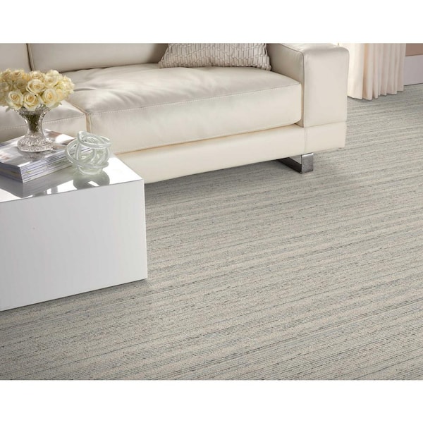 Lively Sky Beige 15 ft. 62 oz. Wool Texture Installed Carpet
