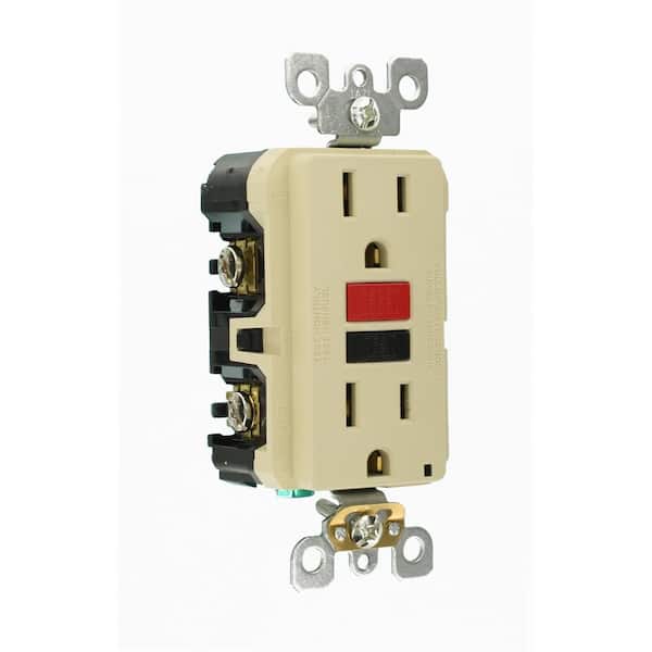 Leviton 20 Amp Self-Test SmartlockPro Slim Duplex GFCI Outlet, Ivory Leviton 20 Amp Self-Test SmartlockPro Slim Duplex GFCI Outlet, Ivory