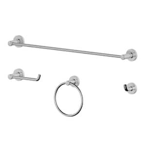 Kree 4-Piece Bath Hardware Set with 24 in. Towel Bar, Towel Ring, Toilet Paper Holder and Robe Hook in Brushed Nickel