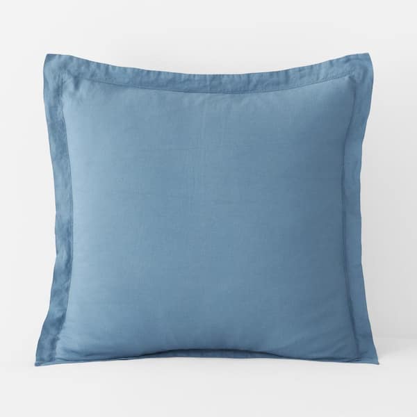 The Company Store Legends Hotel Relaxed Shadow Blue Linen Euro Sham