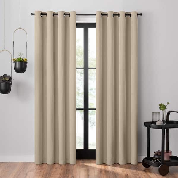 Umbra Ottoman Light Bronze Polyester Textured Solid 50 in. W x 95 in. L Grommet 100% Blackout Curtain (Single Panel)
