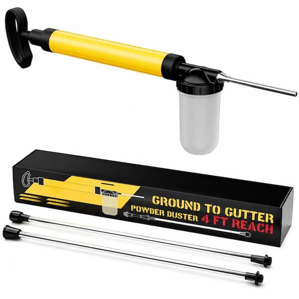 Adjustable Pump Powder Duster Sprayer with 4 ft. Extendable Rod, Precision Dispersion Control, Clog-Free Metal Core