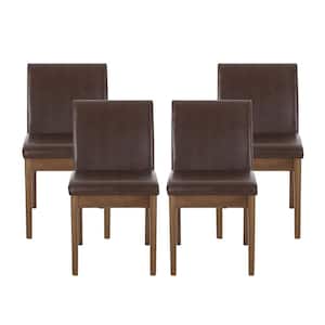 Joseph Cognac Brown Upholstered Faux Leather Dining Chair (Set of 4)