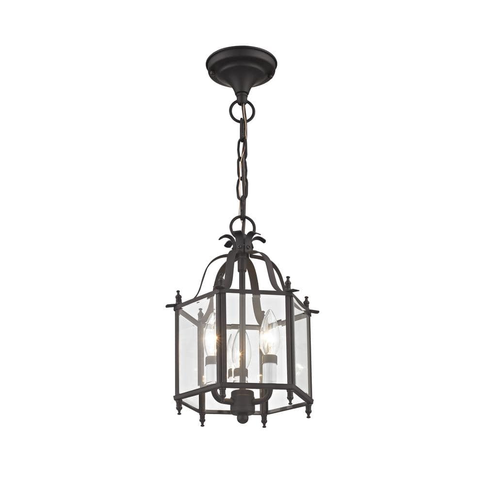 Livingston Bronze Mini Pendant/Ceiling Mount with Clear Beveled Glass