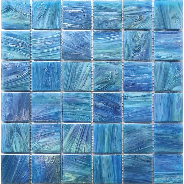 Apollo Tile Celestial 4" x 6" Glossy Denim Blue Glass Mosaic Uniform square Wall and Floor Sample Tile 0.13 sq. ft./Piece (1-Pack)