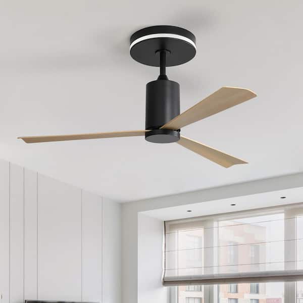 Sofucor 52 in. Indoor/Outdoor Modern Black Ceiling Fan with Dimmable Light and 6-Speed Remote Control