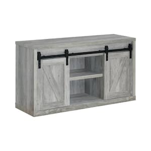 47.25in. Grey Driftwood TV Console Fits TV's up to 52in. with Sliding Doors