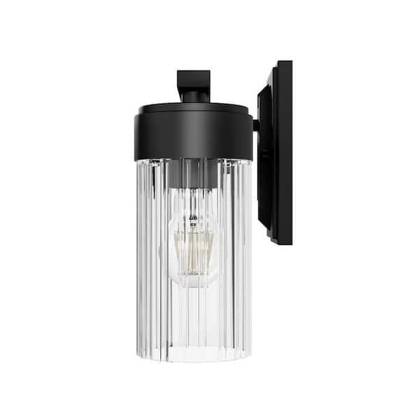 Gatz 31.5 in. 4-Light Matte Black Vanity Light with Clear Fluted Glass Shades