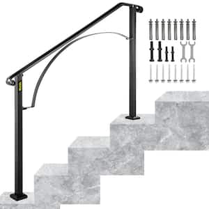 3 ft. Wrought Iron Handrail Fit 3 or 4 Steps Handrails for Outdoor Steps Flexible Porch Railing, Black