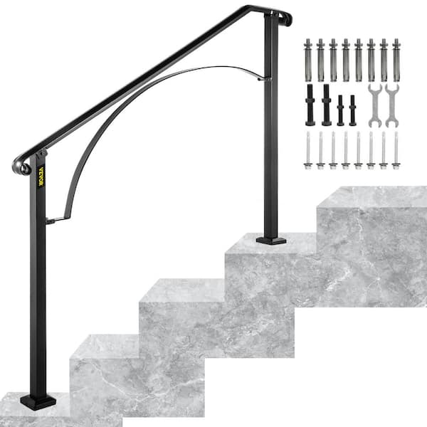 VEVOR 3 ft. Wrought Iron Handrail Fit 3 or 4 Steps Handrails for ...