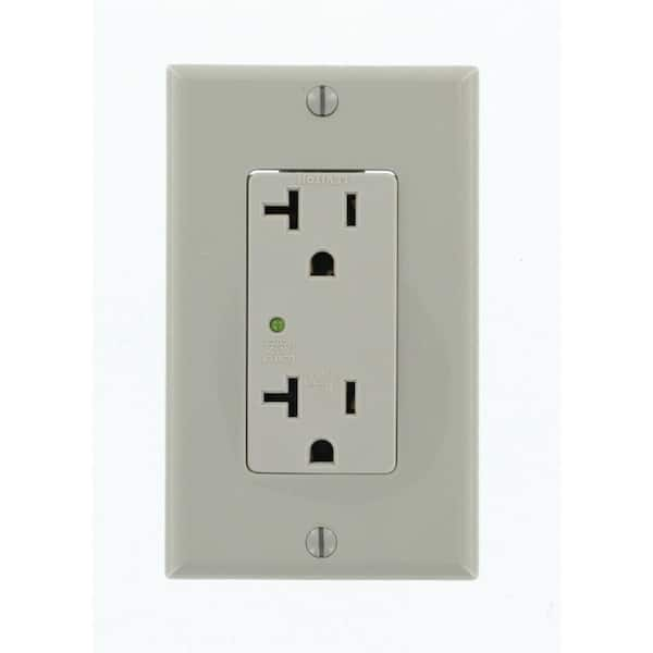 Decora Plus 20 Amp 125 V Surge Protective Duplex Outlet/Receptacle, Gray (1-Pack) 5380-GY