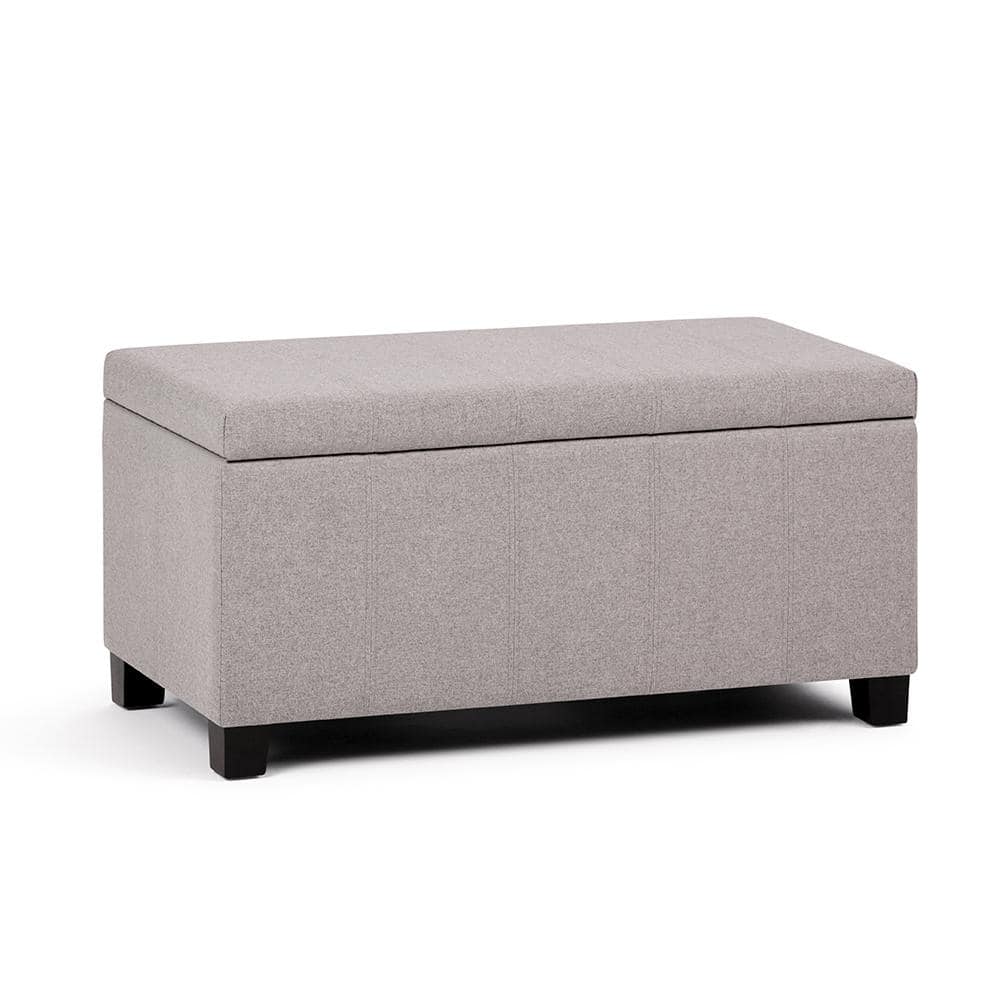 Gray Cloud Tufted Wood Storage Bench Ottoman
