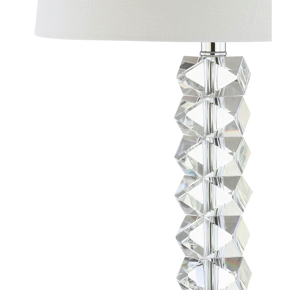 Julia 25.5" Clear Crystal LED Table Lamp with White Shade