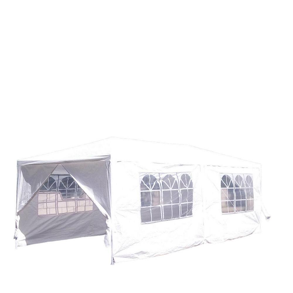 10 ft. x 20 ft. White Wedding Party Canopy Tent Outdoor Gazebo with 6 Remov