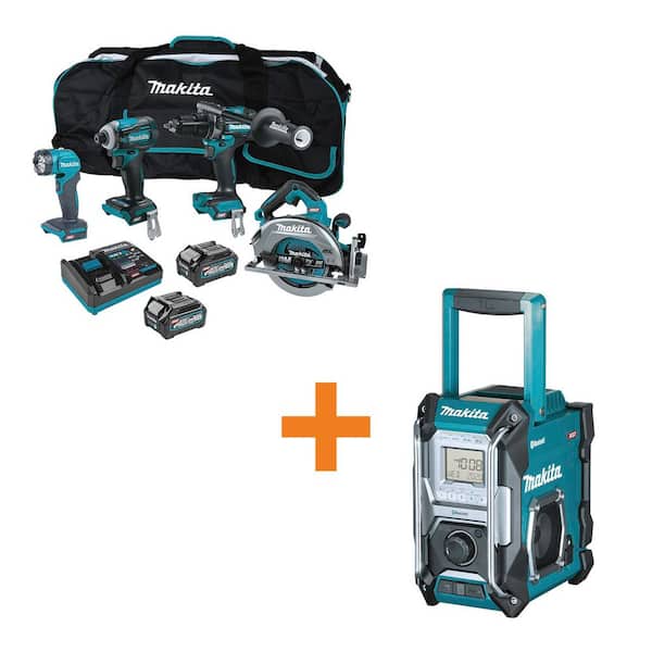 40V Max XGT Brushless Cordless 4-Piece Combo Kit 2.5Ah/4.0Ah w/ 40V Max XGT Cordless Bluetooth Job Site Radio, Tool Only