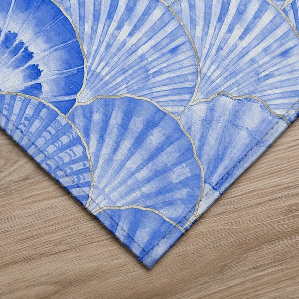 Surfside 9 ft. x 12 ft. Blue Geometric Indoor/Outdoor Area Rug