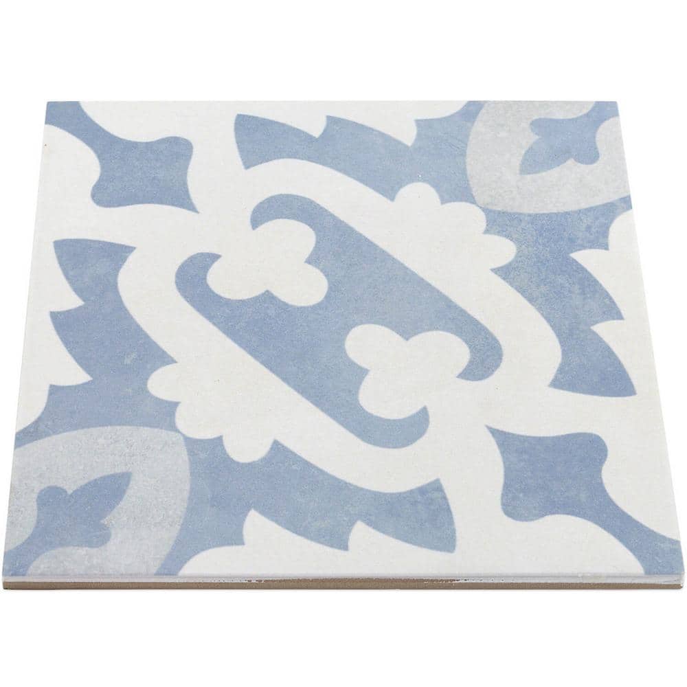 Anabella 9" x 9" Blue and White Porcelain Patterned Tile