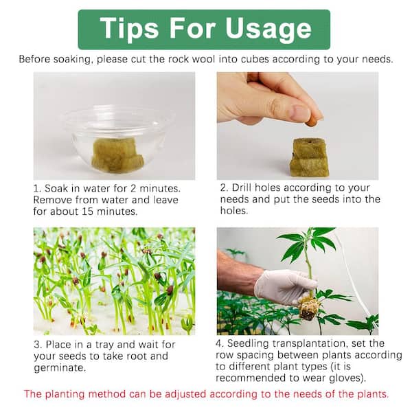 Wellco 1 in. Rockwool Grow Blocks for Hydroponics Soilless Cultivation  Seedlings Germination Start (2-Sheets, 100-Plugs) RGB291425P2