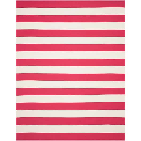 SAFAVIEH Montauk Red/Ivory 8 ft. x 10 ft. Solid Striped Area Rug