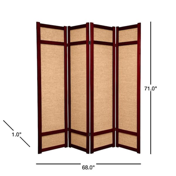 6 ft. Rosewood 4-Panel Room Divider