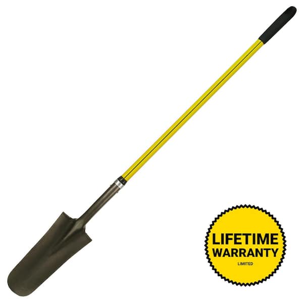 48 in. Classic Fiberglass Handle Industrial Grade 14-Gauge Hollow Back Drain Steel Spade with Forward-Turned Step