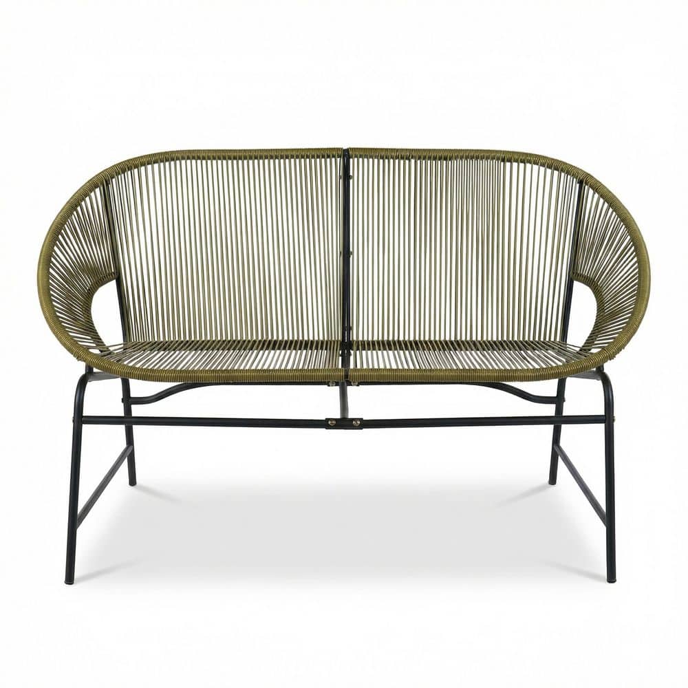 Green Wicker Outdoor Loveseat with PE Rattan and Iron Frame price history on PriceWatchPro