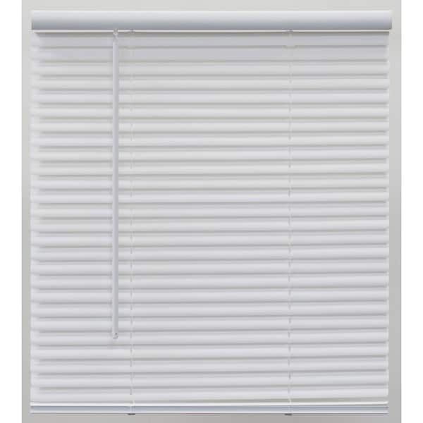Champion Pre-Cut 68 in. W x 64 in. L Alabaster Cordless Light Filtering Vinyl Mini Blind with 1 in. Slats