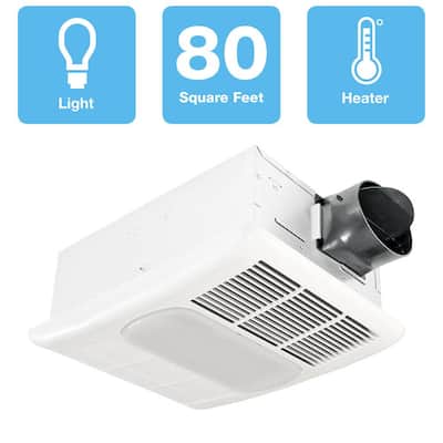 Radiance Series 80 CFM Ceiling Exhaust Bathroom Fan with Dimmable LED Light and Heater