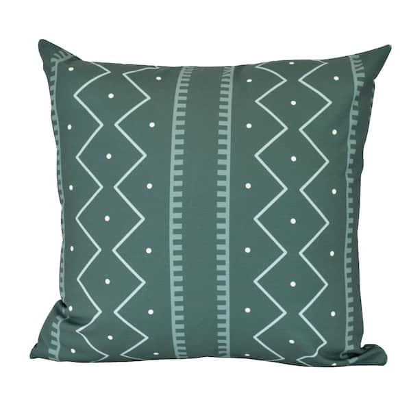 Unbranded Mudcloth Green Geometric 20 in. x 20 in. Throw Pillow