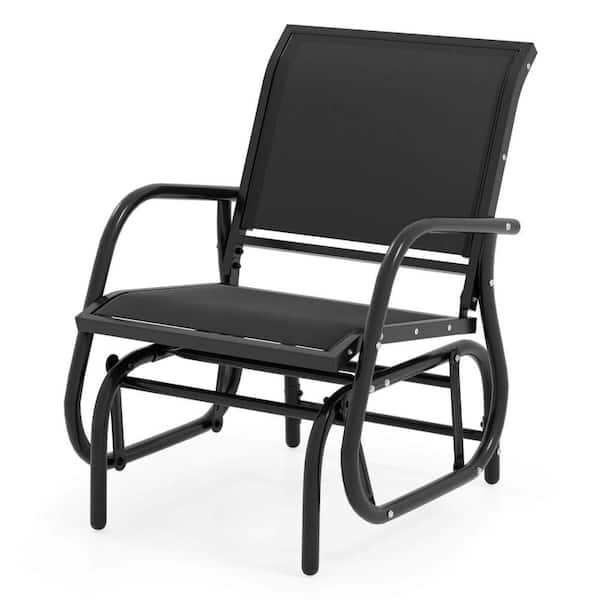 Costway Metal Single Swing Glider Armrest Garden Porch Backyard Outdoor Rocking Chair