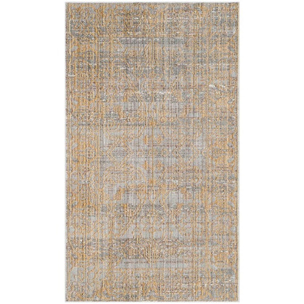 Valencia Grey/Gold Doormat 3 ft. x 5 ft. Border Area Rug