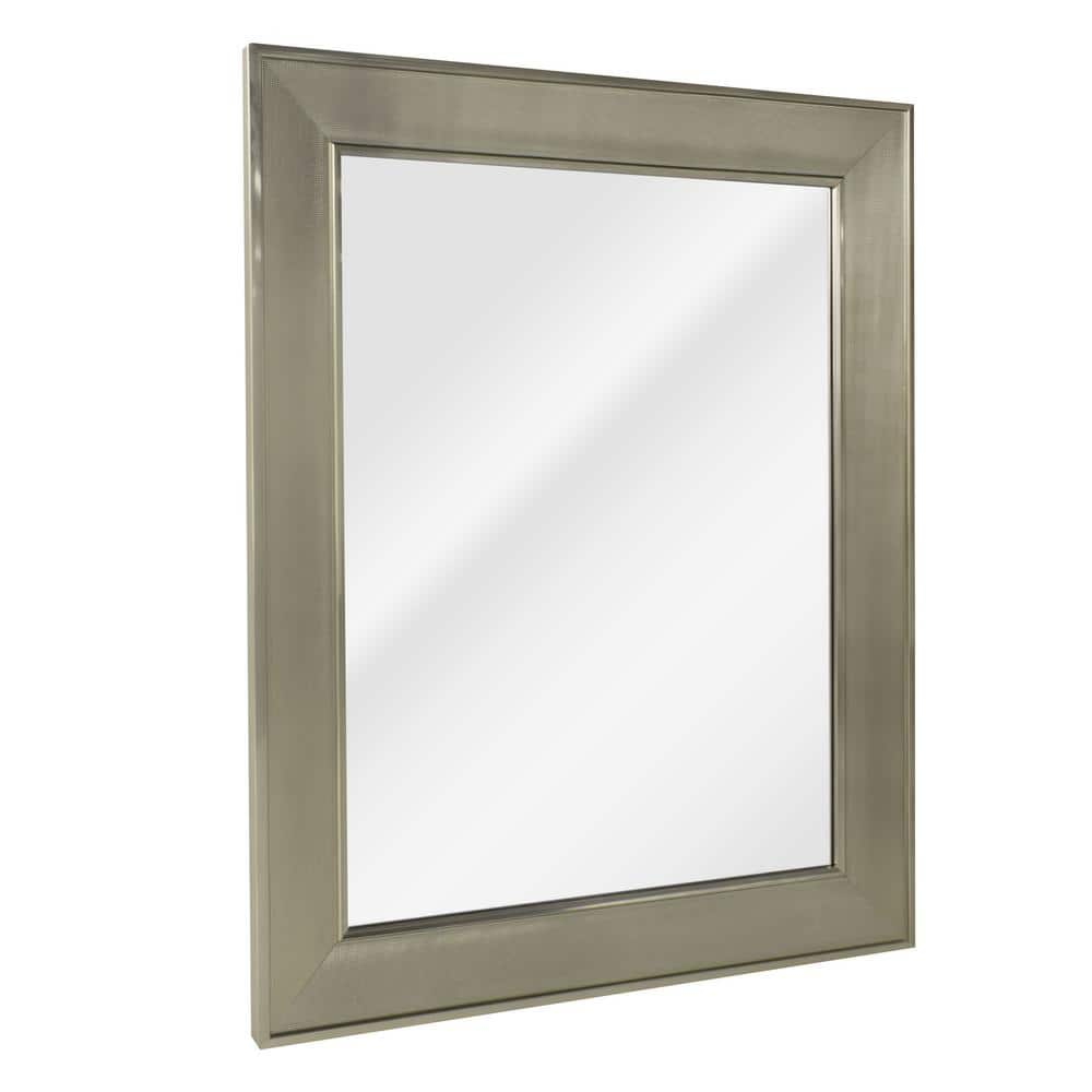 25 in. x 31 in. Brushed Nickel Pave Textured Rectangular Framed Wall Vanity Mirror