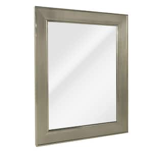 25 in. x 31 in. Brushed Nickel Pave Textured Rectangular Framed Wall Vanity Mirror