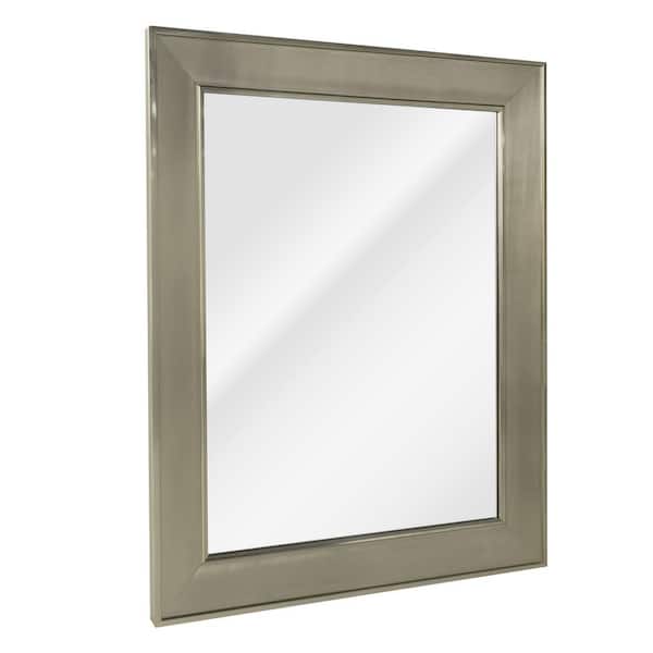 Head West 25 in. x 31 in. Brushed Nickel Pave Textured Rectangular Framed Wall Vanity Mirror