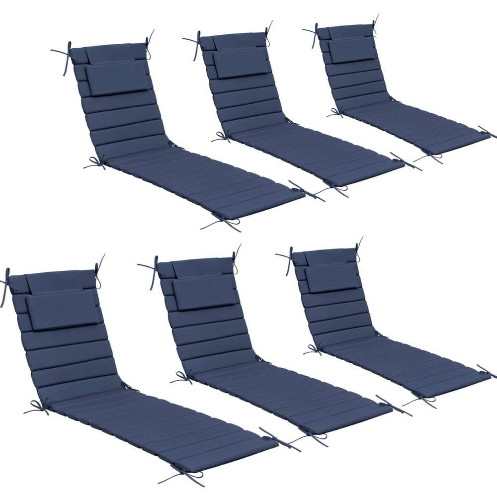 6 Pieces Rollable Patio Chaise Lounge Cushions in Navy Blue 71 in. x 21 in. Outdoor Chair Cushions with Pillows and Ties price history on PriceWatchPro