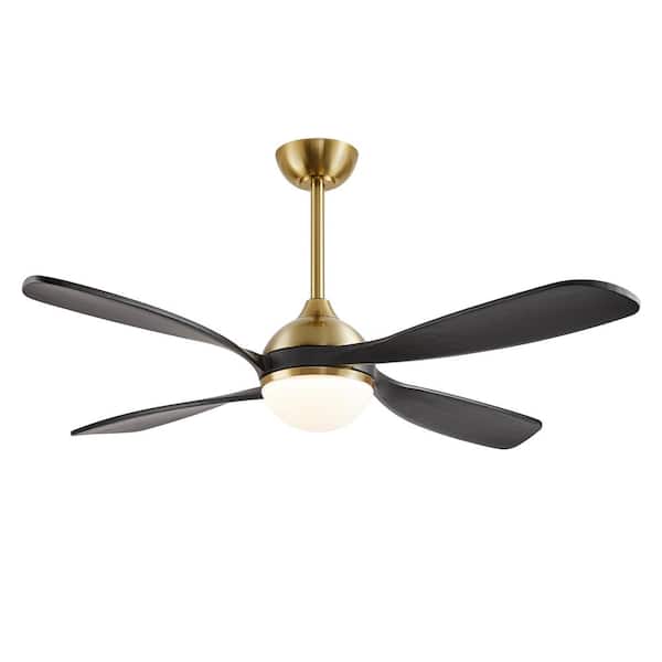 MLiAN 54 in. Black And Gold 4-Blade Smart Standard Indoor Ceiling Fan With Remote Control And Light Kit Included
