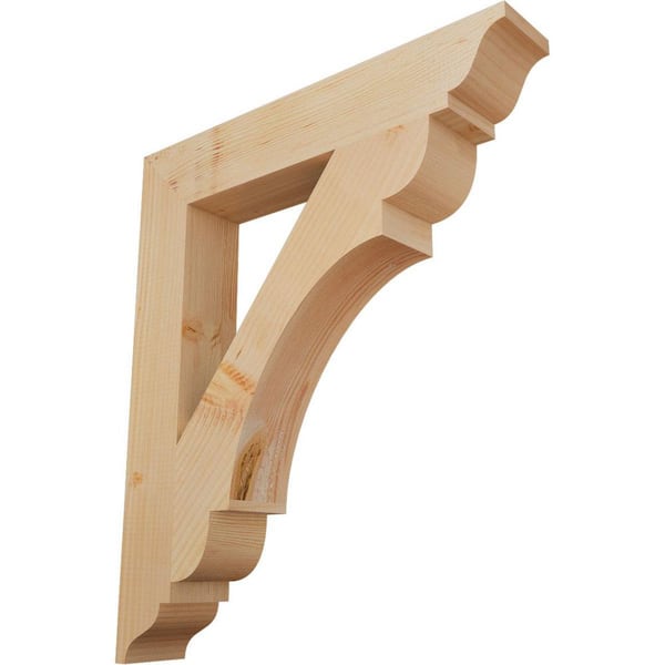 Ekena Millwork 3.5 in. x 28 in. x 24 in. Douglas Fir Olympic Traditional Smooth Bracket