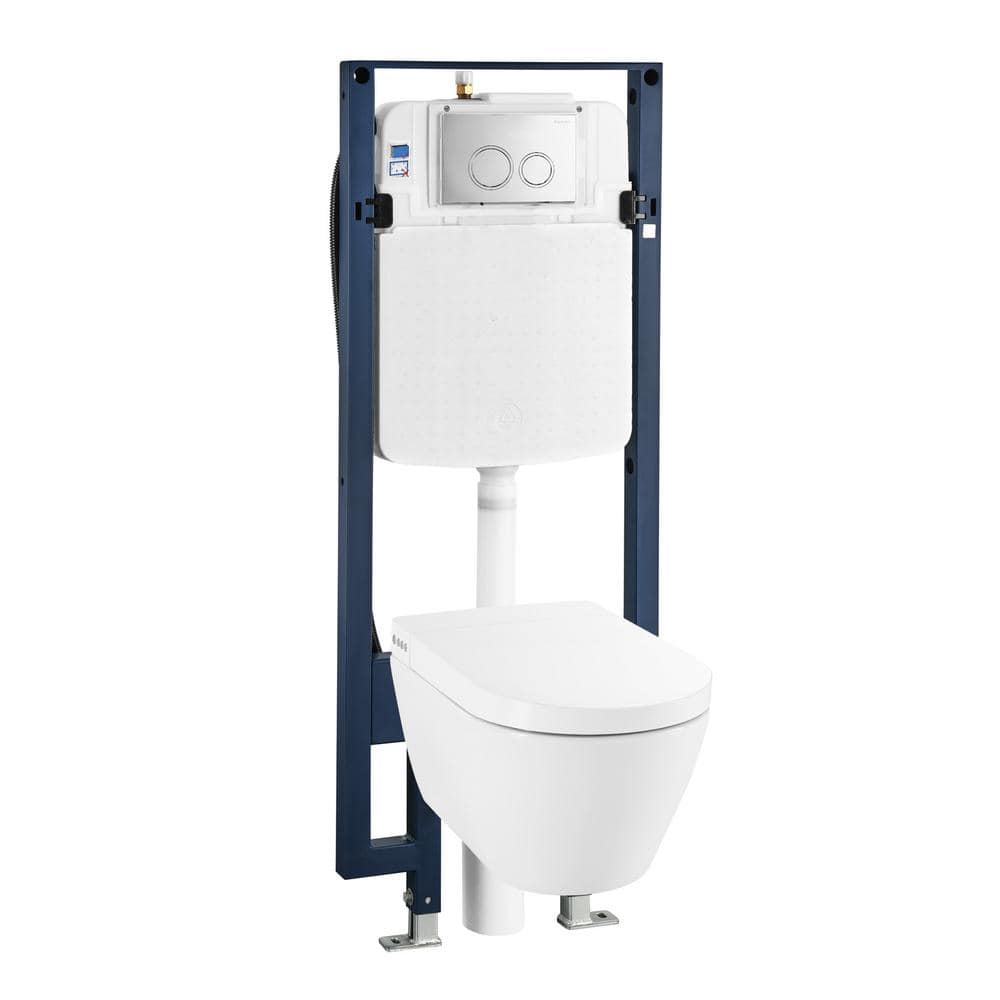 zegen Barry Worden Swiss Madison Hugo Wall-Hung 1-piece 0.8/1.1 GPF Dual Flush Elongated Smart  Toilet with Bidet Bundle in. Glossy White Seat Included SM-STK0805PS - The  Home Depot