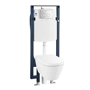 Hugo Wall-Hung 1-piece 0.8/1.1 GPF Dual Flush Elongated Smart Toilet with Bidet Bundle in. Glossy White Seat Included