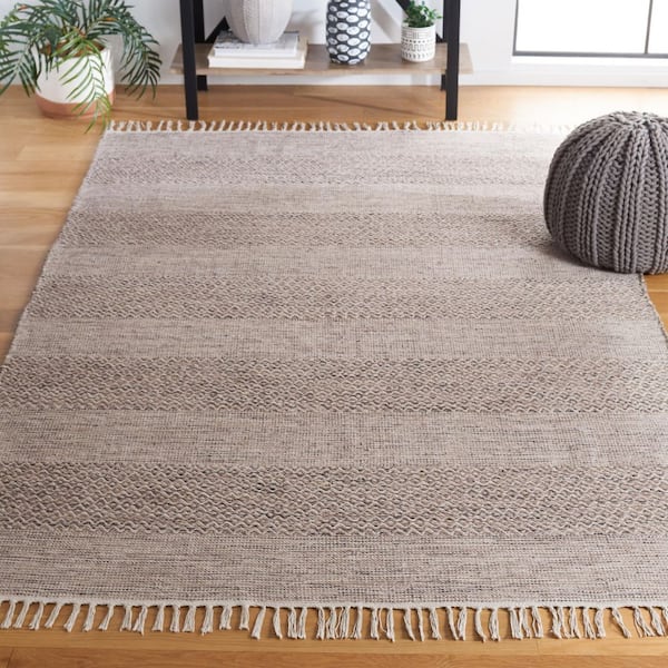 Montauk Ivory/Steel Gray 10 ft. x 10 ft. Striped Geometric Square Area Rug