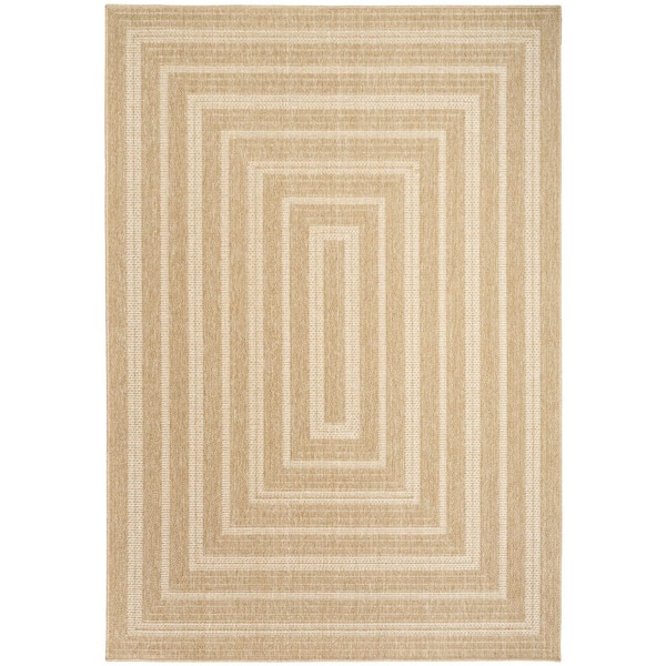 Tulum Taupe Ivory 4 ft. x 6 ft. Linear Contemporary Area Rug